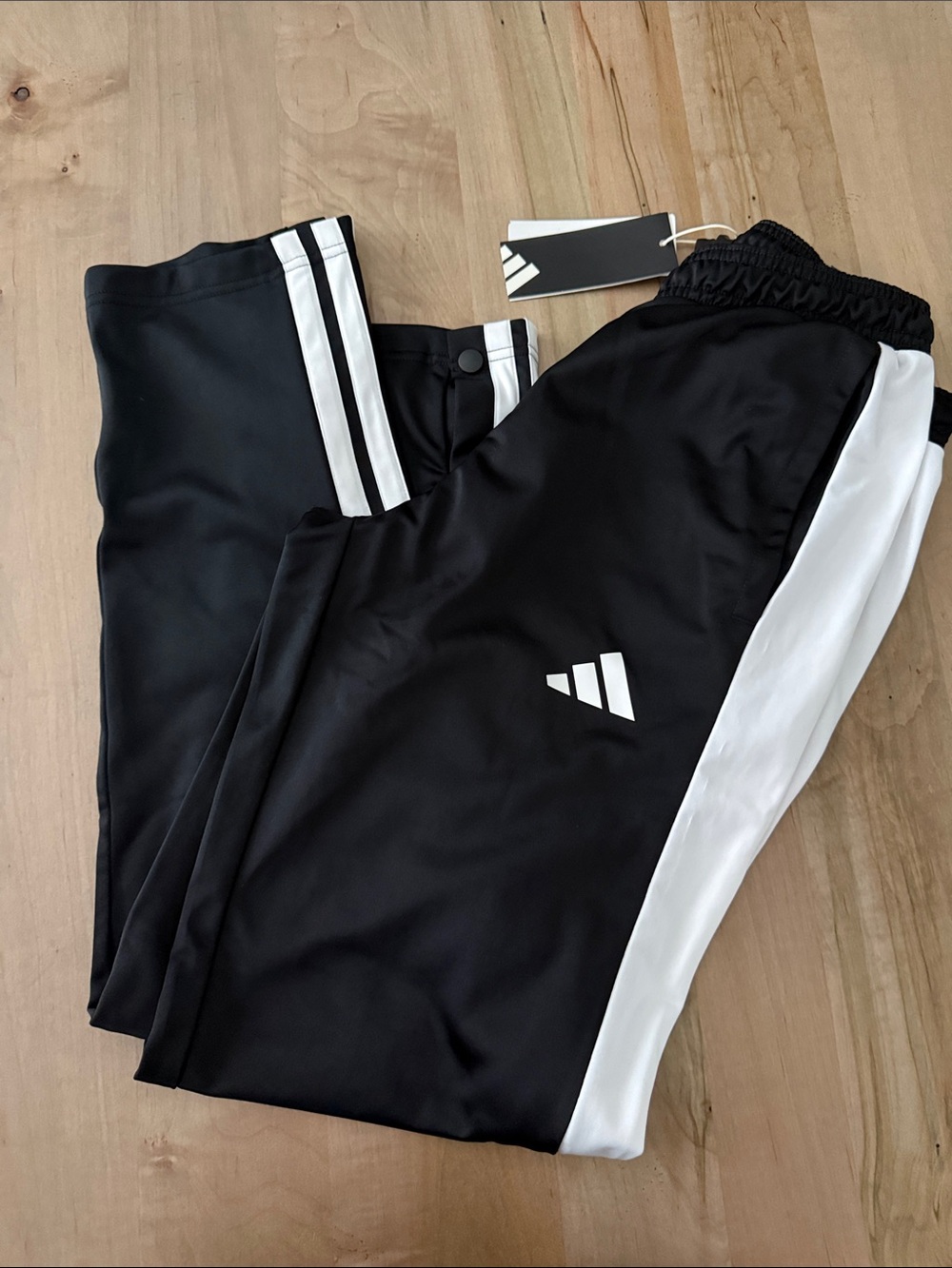 adidas Black and White Men's Track Pants with Side Stripes